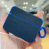 For AirPods Pro Litchi Texture Leather Sticker Earphones Protective Case(Dark Blue)