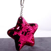 2 PCS Cute Chaveiro Star Keychain Glitter Pompom Sequins Key Chain Gifts for Women Llaveros Mujer Car Bag Accessories Key Ring(Magenta)