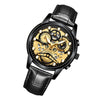 FNGEEN 4088 Men Hollow Quartz Watch Student Waterproof Luminous Watch(All Black Surface Gold Nails)