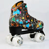 Adult Children Graffiti Roller Skates Shoes Double Row Four-Wheel Roller Skates Shoes, Size: 44(Flash Wheel Black)