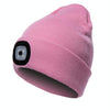 Unisex Warm Winter Polyacrylonitrile Knit Hat Adult Head Cap with 4 LED Lights, Button Battery (Pink)