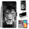For Alcatel 1L (2021) Coloured Drawing Cross Texture Horizontal Flip PU Leather Case with Holder & Card Slots & Wallet & Lanyard(Black White Lion Head)