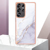 For Samsung Galaxy S25 Ultra 5G Electroplating Marble Pattern Dual-side IMD TPU Shockproof Phone Case(White 006)