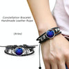 12 Constellation Black Braided Leather Glass Dome Punk Men Bracelet(Aries)