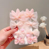 Sweet Coloured Bow Hair Clip Set Mesh Duckbill Clip Headpiece(Flesh Pink)