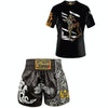ZhuoAo Boxing Costumes Kids Sparring Fighting Shorts Muay Thai Free Fighting Tights Set, Style: Silvery Dragon Black(M)