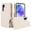 For Samsung Galaxy A55 5G Double Flap Zipper RFID Leather Phone Case with Short Lanyard(White)