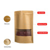 50 PCS Zipper Self Sealing Kraft Paper Bag with Window Stand Up for Gifts/Food/Candy/Tea/Party/Wedding Gifts, Bag Size:9x14+3cm(Transparent)