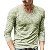 Slim Streetwear V-neck T Shirt Casual Fitness Tops Long Sleeve Pullover Shirt for Men, Size:XXXL (Grass Green)