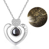 100 Language I Love You Projective Girl Two Heart Pendant Necklace Jewelry