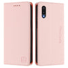 For Samsung Galaxy A02 / M02 RC01 Dual-Folded Magnetic Suction RFID Leather Phone Case(Pink)