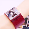 Punk Wide Leather Bracelets Bangles for Women Cuff Bracelet (Brown)