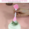 Hand-Held Silicone Cleansing Brush And Mask Brush Pink White Single Head