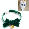 Velvet Bow Collar with Bell, Green, S (17-30cm) - Cat, Dog, Rabbit