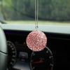 Car Diamond Crystal Ball Rearview Mirror Decoration Pendant(Black)