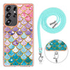 For Samsung Galaxy S25 Ultra 5G Electroplating Pattern IMD TPU Shockproof Case with Neck Lanyard(Colorful Scales)