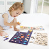 Children Universe Planet Cognition Puzzle Matching Board Early Learning Educational Toy, Style: Eight Planets (Log Bottom Yellow Sun)