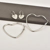 Women Fashion Simple Metal Love Heart Hoop Earrings Set