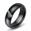 Simple Nano Ceramic Ring Trend Titanium Steel with Zircon Rings, Ring Size:10(Black)