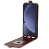 For Samsung Galaxy S25+ 5G R64 Texture Vertical Flip Leather Phone Case(Brown)