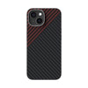For iPhone 15 Plus ABEEL C Carbon Fiber Series 6D Micro Relief MagSafe Phone Case(Black Red)
