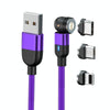 1m 3A Output 3 in 1 USB to 8 Pin + USB-C / Type-C + Micro USB 540 Degree Rotating Magnetic Data Sync Charging Cable(Purple)