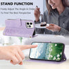 For iPhone 12 / 12 Pro Tulips Embossed Leather Phone Case with Lanyard(Purple)