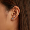 S925 Sterling Silver Heart Zircon Ear Stud Women Earrings(Blue)