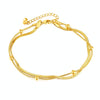 OPK GZ198 Simple Stainless Steel Double Layers Beads Anklets(Gold)