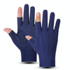 Outdoor Bicycle Riding Fishing Gloves Thin Breathable Anti-UV Sports Ice Silk Gloves, Style: Men 2 Fingers Navy