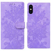 For iPhone X / XS Lace Floral Embossed Magnetic Buckle Leather Phone Case(Purple)
