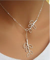 Women Fashion Lovely Chic Long Silver Sweater Chain Pendant Necklaces(Leaf double chains)