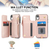 For iPhone XR Double Flap Zipper RFID Leather Phone Case with Short Lanyard(Rose Gold)