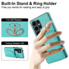 For Samsung Galaxy S25 Ultra 5G Ring Holder Card Bag Skin Feel Phone Case(Green)