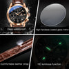 OLEVS 2872 Men Three Eyes Six Needles Chronograph Waterproof Quartz Watch(Black + Rose Gold)