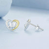 S925 Sterling Silver Platinum-Plated Two-Tone Heart Earrings(BSE1027)