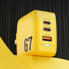 WK WP-U141 67W USB+Double USB-C / Type-C GaN Charger, Plug:UK Plug(Yellow)