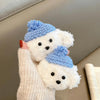 For AirPods Pro Cute Plush Puppy Bluetooth Earphone Protective Case(Blue White)