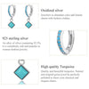 S925 Sterling Silver Rhombus Turquoise Women Earrings