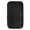 Car Center Console Cover Mat Fiber Leather Embossed Double Line Armrest Cover 32x19cm(Black and Red)