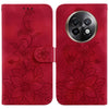 For Realme 13+ Global Lily Embossed Leather Phone Case(Red)