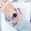 Skmei 1595 Fashion Elegant Scale Free Steel Mesh Belt Women's Watch Waterproof Business Student Quartz Watch Female(Rose Gold Blue)