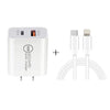 SDC-18W 18W PD 3.0 Type-C / USB-C + QC 3.0 USB Dual Fast Charging Universal Travel Charger with Type-C / USB-C to 8 Pin Fast Charging Data Cable, US Plug