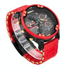 CAGARNY 6830 Quartz Dual Movement Rubberized Steel Band Watch For Men(Red)