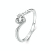 S925 Sterling Silver Platinum Plated Love Moissanite Ring, Size: No.8(MSR047)
