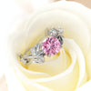 Crystal Vine Leaf Design Engagement Ring Fashion For Women Jewelry, Ring Size:8(Pink)