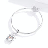 S925 Sterling Silver Pendant Platinum Plated Santa Beads DIY Bracelet Necklace Accessories