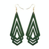 1 Pair Natural Wooden Earrings Geometic Hollow Triangle Personality Simple Fashion Jewelry For Woman, Metal Color:Green