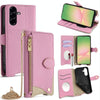 For Samsung Galaxy A56 5G Crossbody Chain Fishtail Litchi Leather Phone Case(Pink)