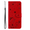 For Samsung Galaxy A26 5G Global Cat Bee Embossing Pattern Shockproof Leather Case(Red)